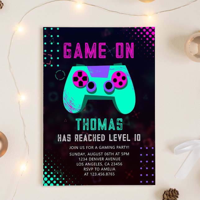 Invitación Partida | Cumpleaños de videojuegos de nivel super (Subido por el creador)