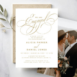 Invitación Partida de compromiso de fotos con el oro blanco y