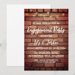 Invitación Partida de compromiso de luces de cuerda de pared