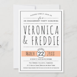 Invitación Partida de compromiso del boda del melocotón tipog