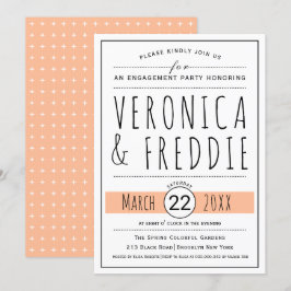 Invitación Partida de compromiso del boda del melocotón tipog