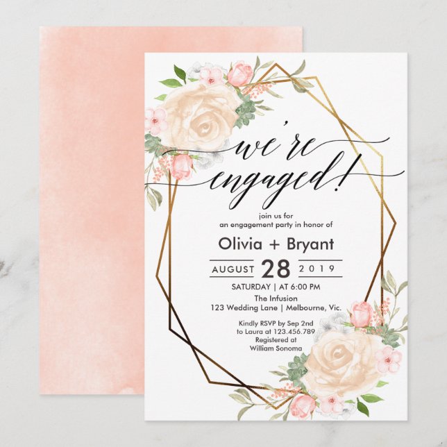 Invitación Partida de compromiso del marco geométrico de colo (Anverso / Reverso)