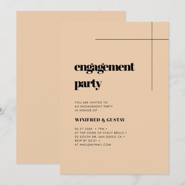 Invitación Partida de compromiso simple, elegante y de moda (Anverso / Reverso)