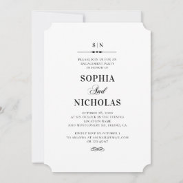 Invitación Partida de compromiso simple y elegante en blanco
