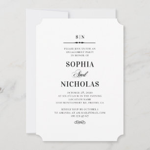 Invitación Partida de compromiso simple y elegante en blanco 