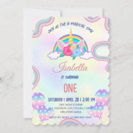 Invitación Partida de cumpleaños del arcoiris en tonos pastel
