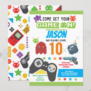 Invitación Partida de cumpleaños del juego de video