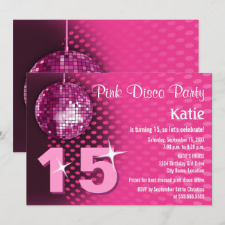 Invitación Partida de cumpleaños Disco de chica