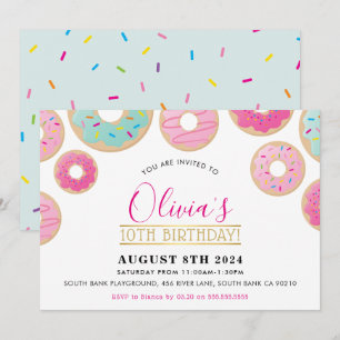 Invitación PARTIDA DE CUMPLEAÑOS moderno y colorido donut dul