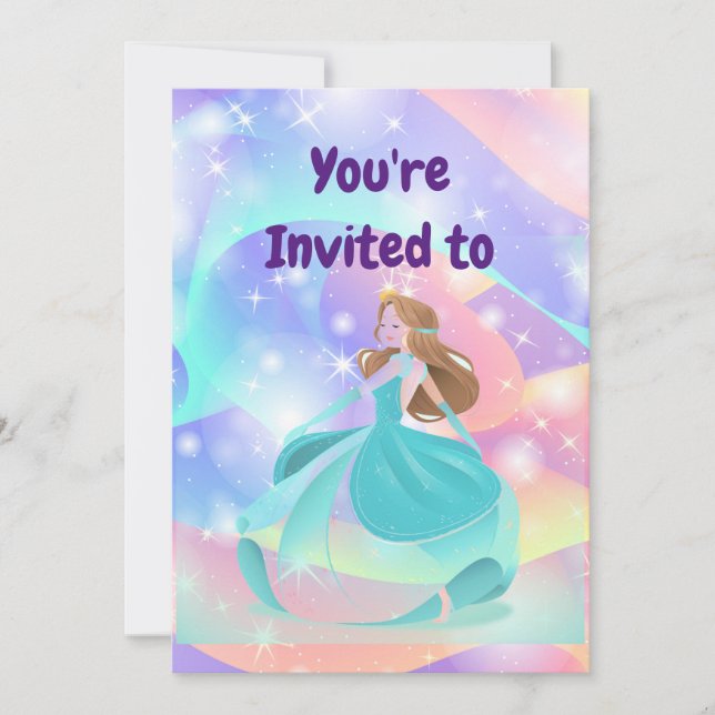 Invitación Partida de cumpleaños Princess Name (Anverso)