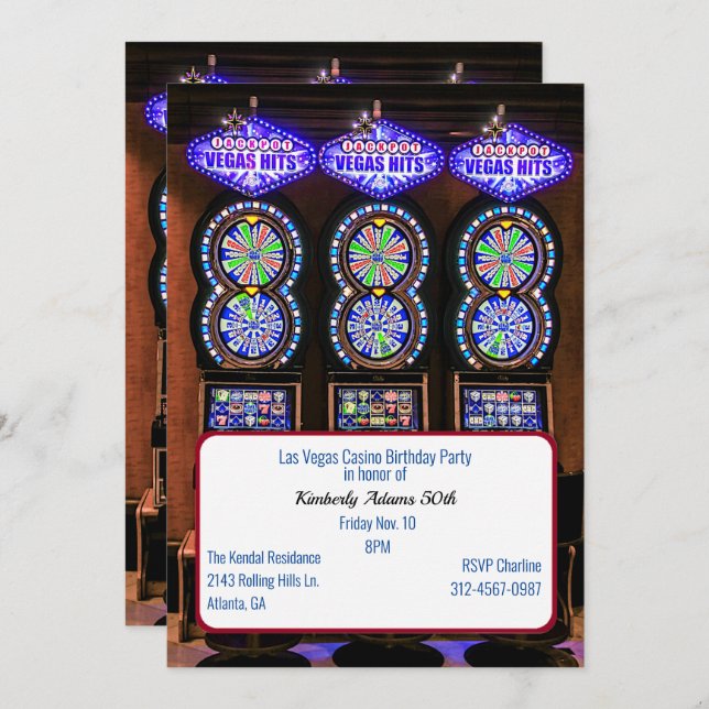 Invitación Partida de cumpleaños temática del Casino Slot Mac (Anverso / Reverso)