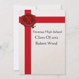 Invitación PARTIDA DE GRADUACIÓN,Monograma de sellado de cera