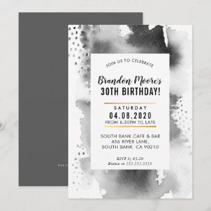 Invitación PARTIDA DEL CUMPLEAÑOS INVITAR el gris acuarela mo