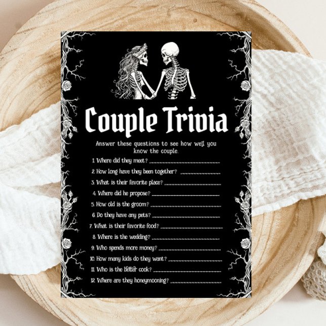 Invitación Partida gótica de Halloween Trivia Bridal Shower G (Gothic Halloween Couple Trivia Bridal Shower Game)