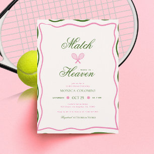 Invitación Partida hecha en el cielo, tema de tenis, ducha de
