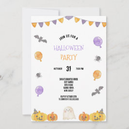 INVITACIÓN PARTIDA PURPLE Y NARANJA WATERCOLOR HALLOWEB