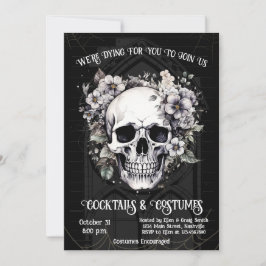 Invitación Partido Adulto Halloween Skull Gothic Vintage