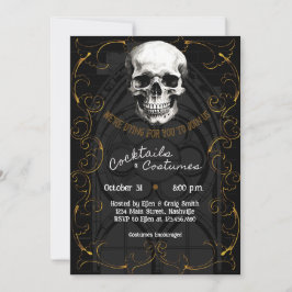 Invitación Partido Adulto Halloween Skull Gothic Vintage