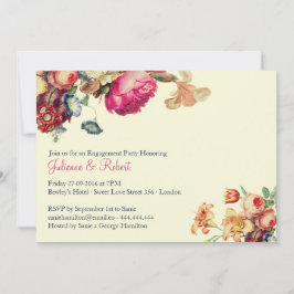 Invitación Partido Antiguo de Compromiso Floral Vintage