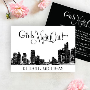 Invitación Partido Bachelorette, Boda de Detroit Skyline