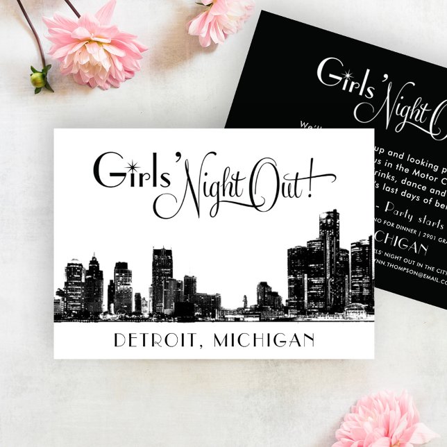 Invitación Partido Bachelorette, Boda de Detroit Skyline (Subido por el creador)
