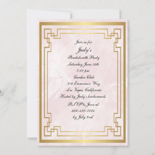 Invitación Partido Bachelorette, Boda de Mármol Rosa Geométri
