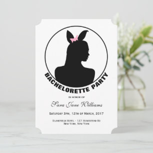 Invitación Partido Bachelorette, Chica de conejito rosa