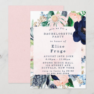 Invitación Partido Bachelorette de la Marina de moda Rubor Pi