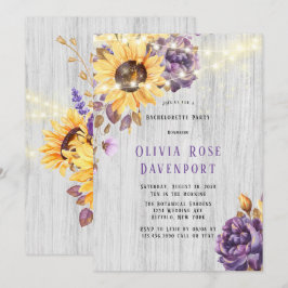 Invitación Partido Bachelorette de la Peonia Púrpura del Gira