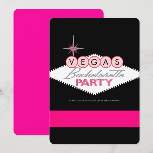 Invitación Partido Bachelorette de Las Vegas (Anverso / Reverso)