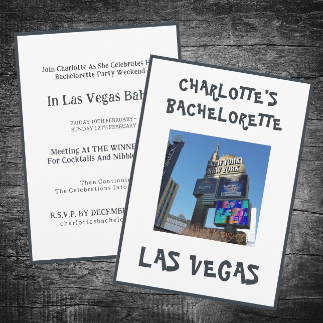 Invitación Partido Bachelorette de Las Vegas (Back And Front - Las Vegas Bachelorette Invitation)
