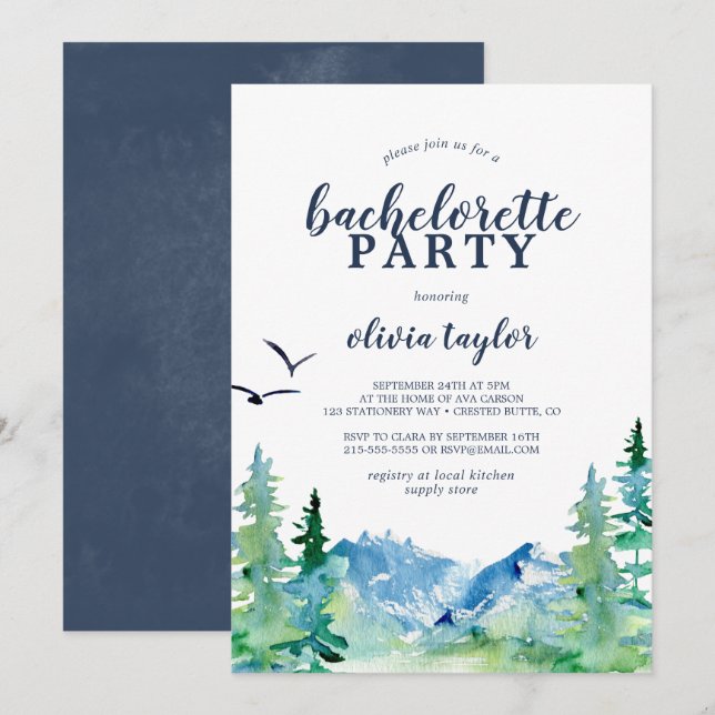 Invitación Partido Bachelorette de Montaña Rocosa (Anverso / Reverso)