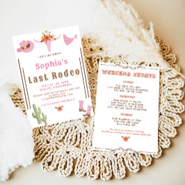 Invitación Partido Bachelorette de Rodeo Rosa Última