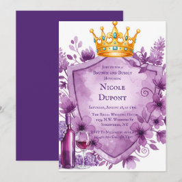 Invitación Partido Bachelorette, Escudo de Floral Púrpura Reg