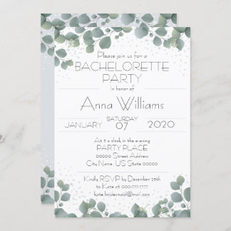 Invitación PARTIDO BACHELORETTE Eucalyptus Verde Boho Moderno
