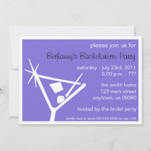 Invitación Partido Bachelorette Invita a Martini Glass Med Pu