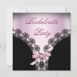 Invitación Partido Bachelorette Lace negro rosa suave