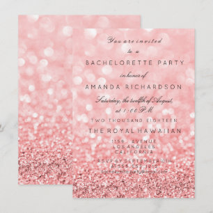 Invitación Partido Bachelorette Purpurina Birthay Rosa Blanca