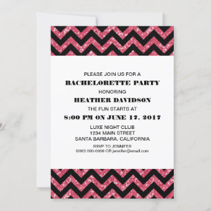 Invitación Partido Bachelorette, Purpurina Rosa