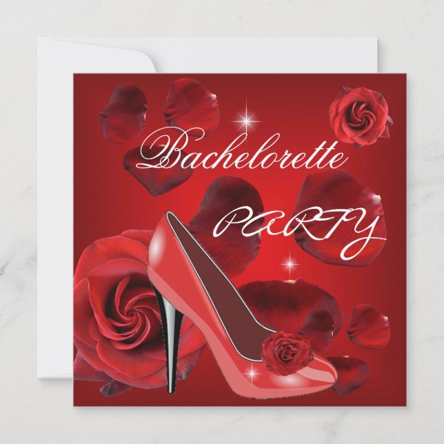 Invitación Partido Bachelorette Roses Roses Hi Heel Shoe (Anverso)
