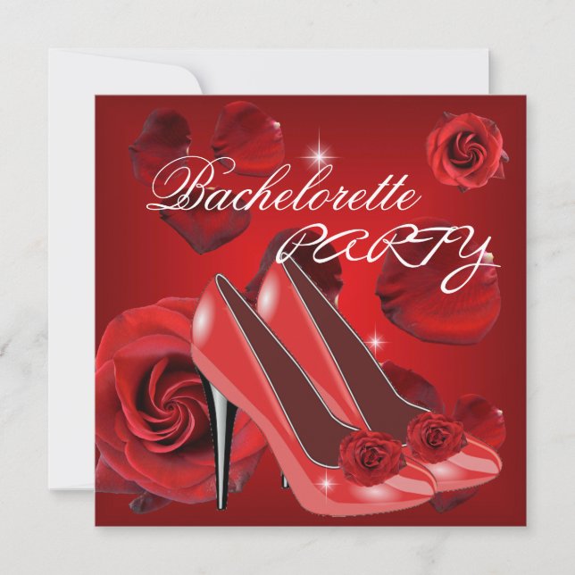 Invitación Partido Bachelorette Roses Roses Hi Heel Shoe (Anverso)