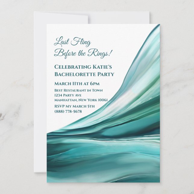 Invitación Partido Bachelorette - Verde Esmeralda- (Anverso)