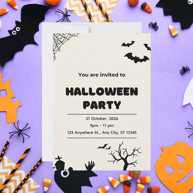 Invitación Partido Beige-Moderno de Halloween (Subido por el creador)