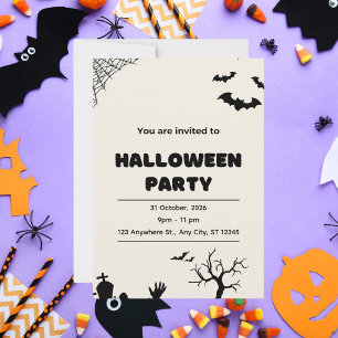 Invitación Partido Beige-Moderno de Halloween