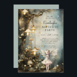 Invitación Partido Birthday del Chica de los Hados<br><div class="desc">Una mágica invitación a la fiesta de cumpleaños de un chica con un bosque de hadas gana azules y verdes con luces colgantes,  y un picnic en este mágico entorno. Azul polvoriento sobre la parte posterior de la invitación. Puede recibir esta invitación impresa,  como descarga digital,  o ambas cosas.</div>