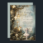 Invitación Partido Birthday del Chica de los Hados<br><div class="desc">Una mágica invitación a la fiesta de cumpleaños de un chica con un bosque de hadas gana azules y verdes con luces colgantes,  y un picnic en este mágico entorno. Azul polvoriento sobre la parte posterior de la invitación. Puede recibir esta invitación impresa,  como descarga digital,  o ambas cosas.</div>