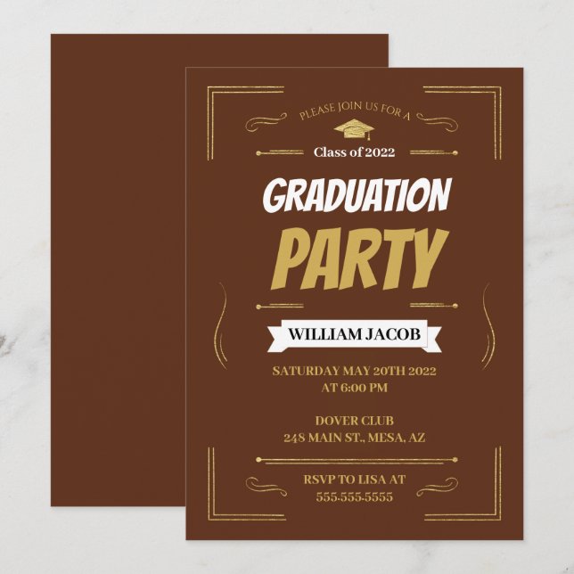 Invitación Partido Brown Graduation (Anverso / Reverso)