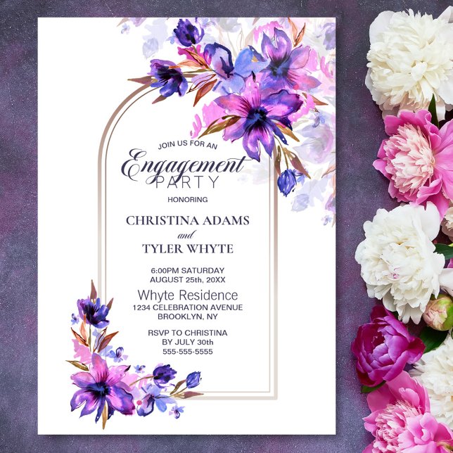 Invitación Partido Compromiso de Arco Floral Morado de Acuare (Subido por el creador)