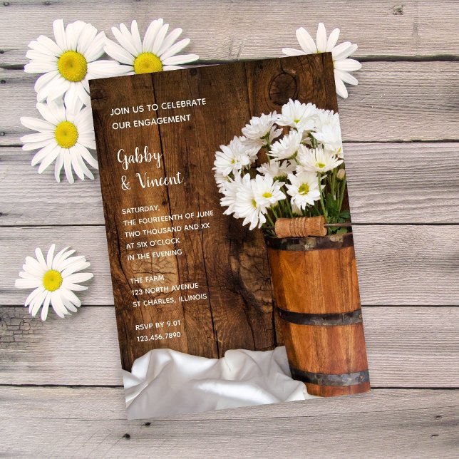 Invitación Partido Compromiso de Barn con Cubo de Madera Whit (Subido por el creador)