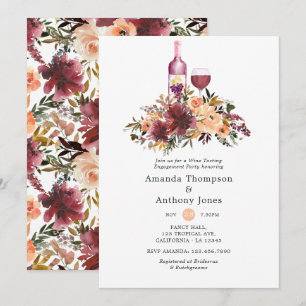 Invitación Partido Compromiso de Ensayos de Vino Bordo Peach
